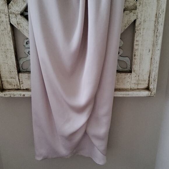 Shona Joy Women's Luxe Ruffle Frill Tulip Hem High Low Maxi Dress in Beige Tan - Picture 5 of 11